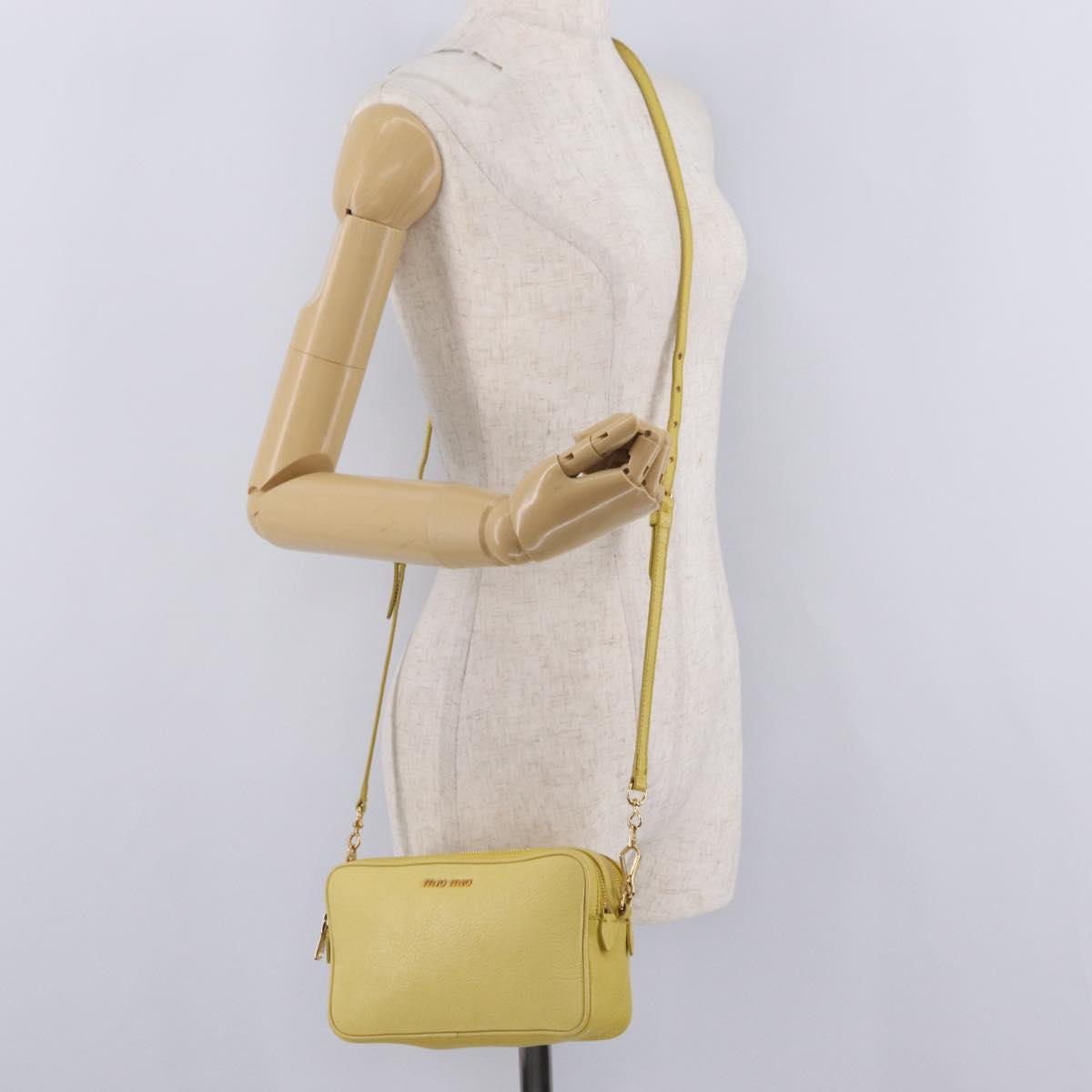 Miu Miu Shoulder Bag Leather Yellow Gold Auth 210522A