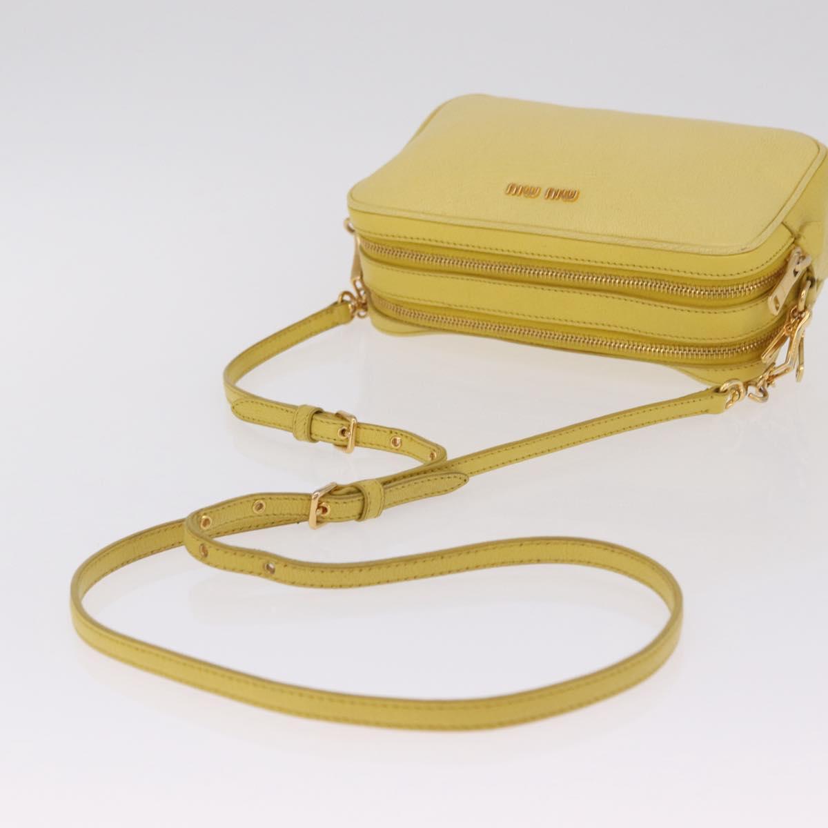 Miu Miu Shoulder Bag Leather Yellow Gold Auth 210522A