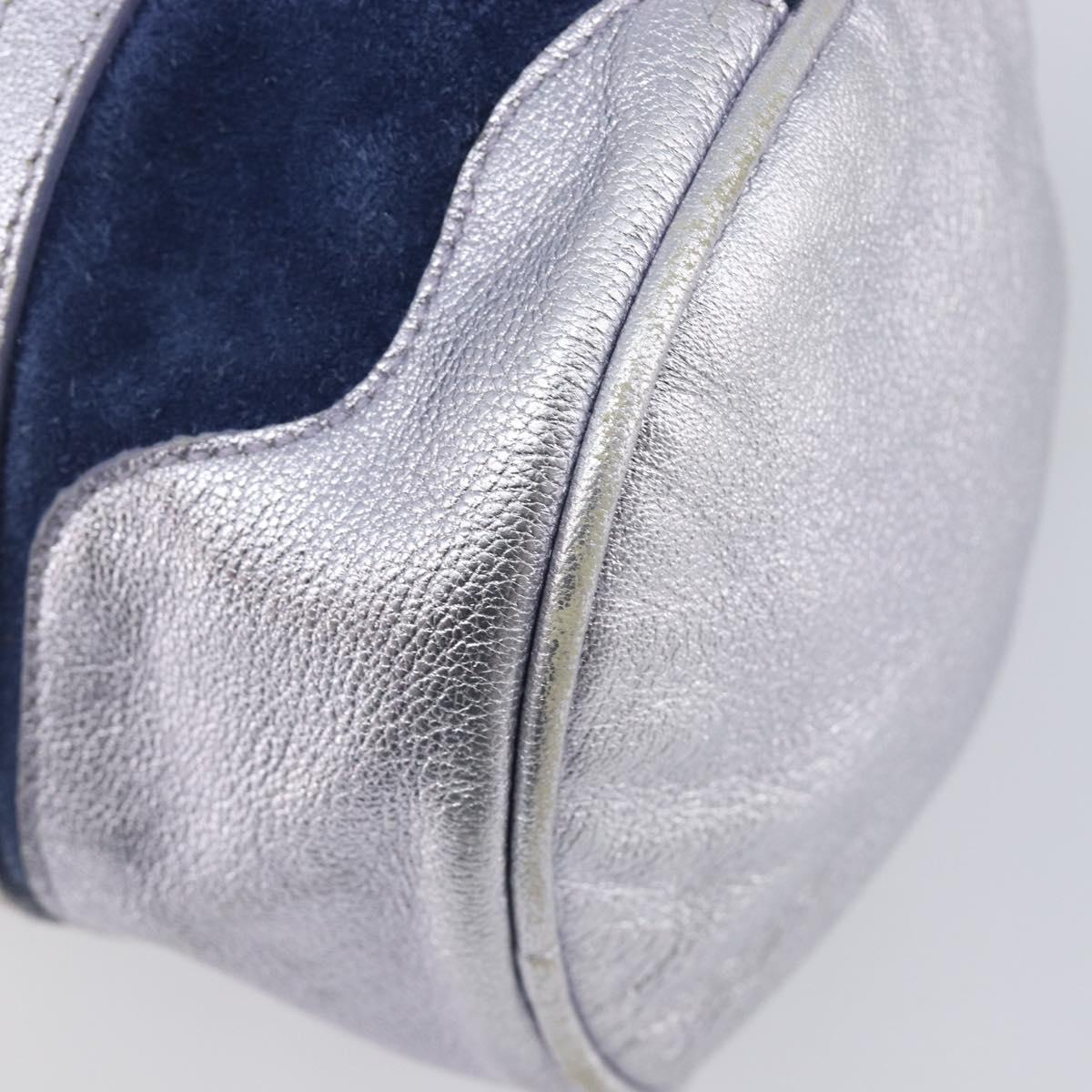 Miu Miu Hand Bag Suede Navy Silver Auth 210523
