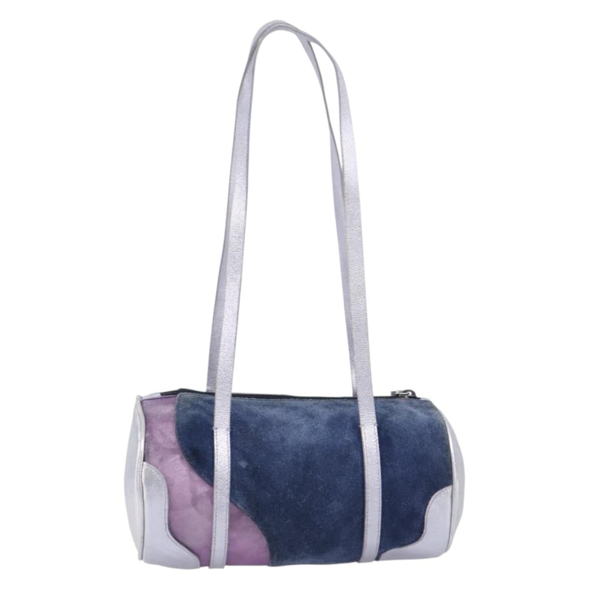 Miu Miu Hand Bag Suede Navy Silver Auth 210523