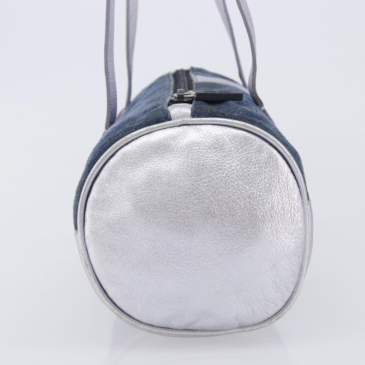 Miu Miu Hand Bag Suede Navy Silver Auth 210523
