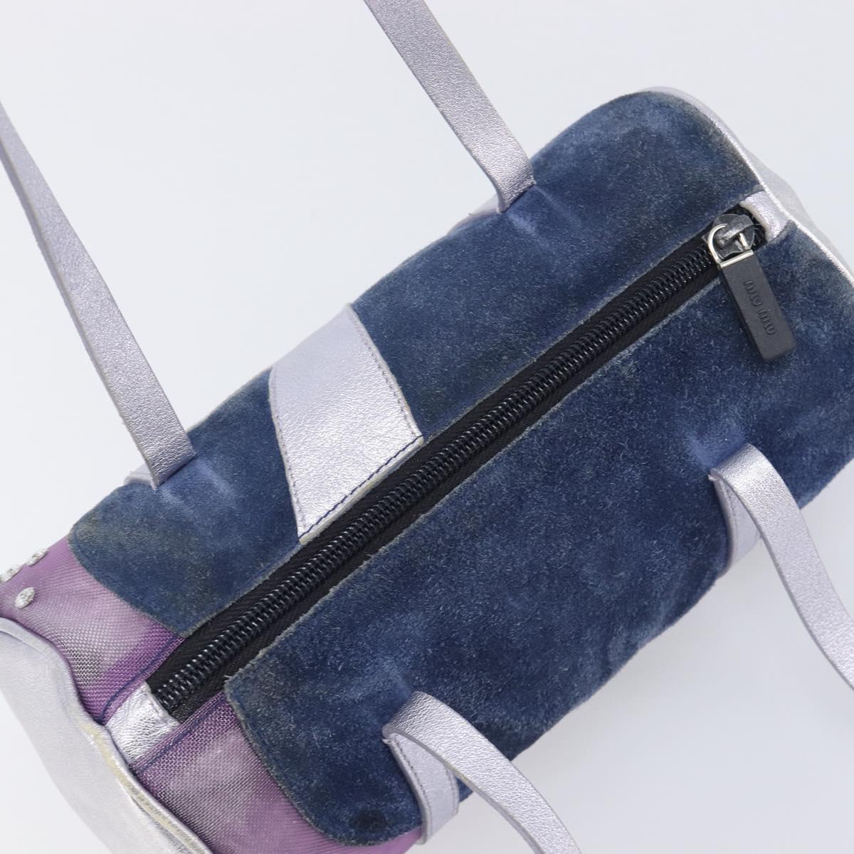 Miu Miu Hand Bag Suede Navy Silver Auth 210523