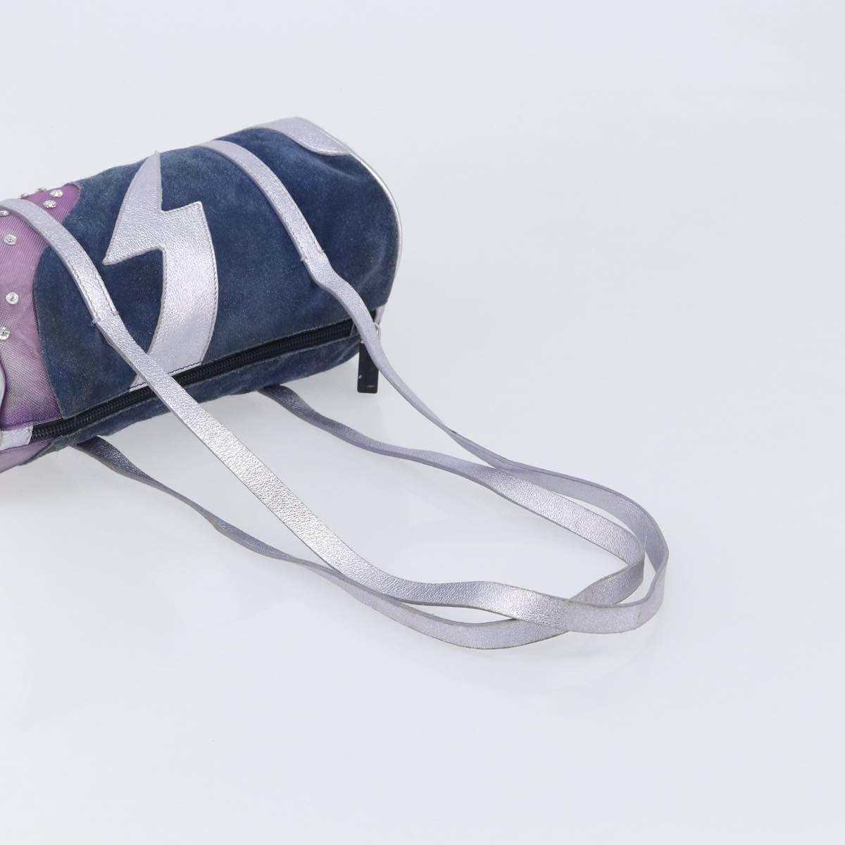 Miu Miu Hand Bag Suede Navy Silver Auth 210523