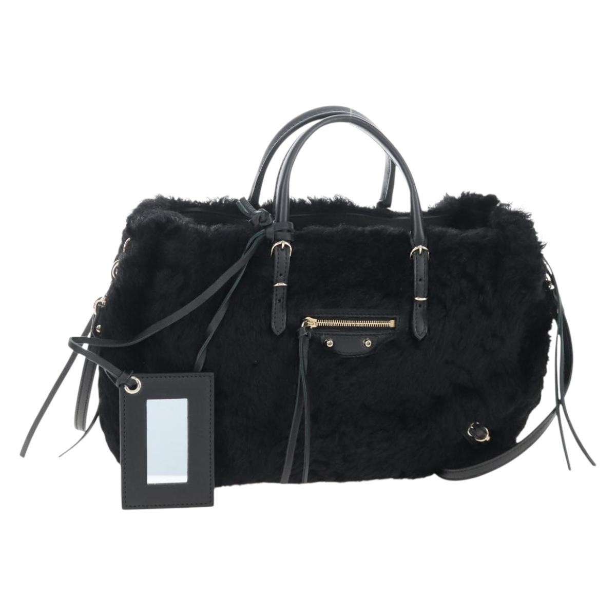 Balenciaga Paper A6 Hand Bag Bore 2way Black Gold 370926 Auth 210525M