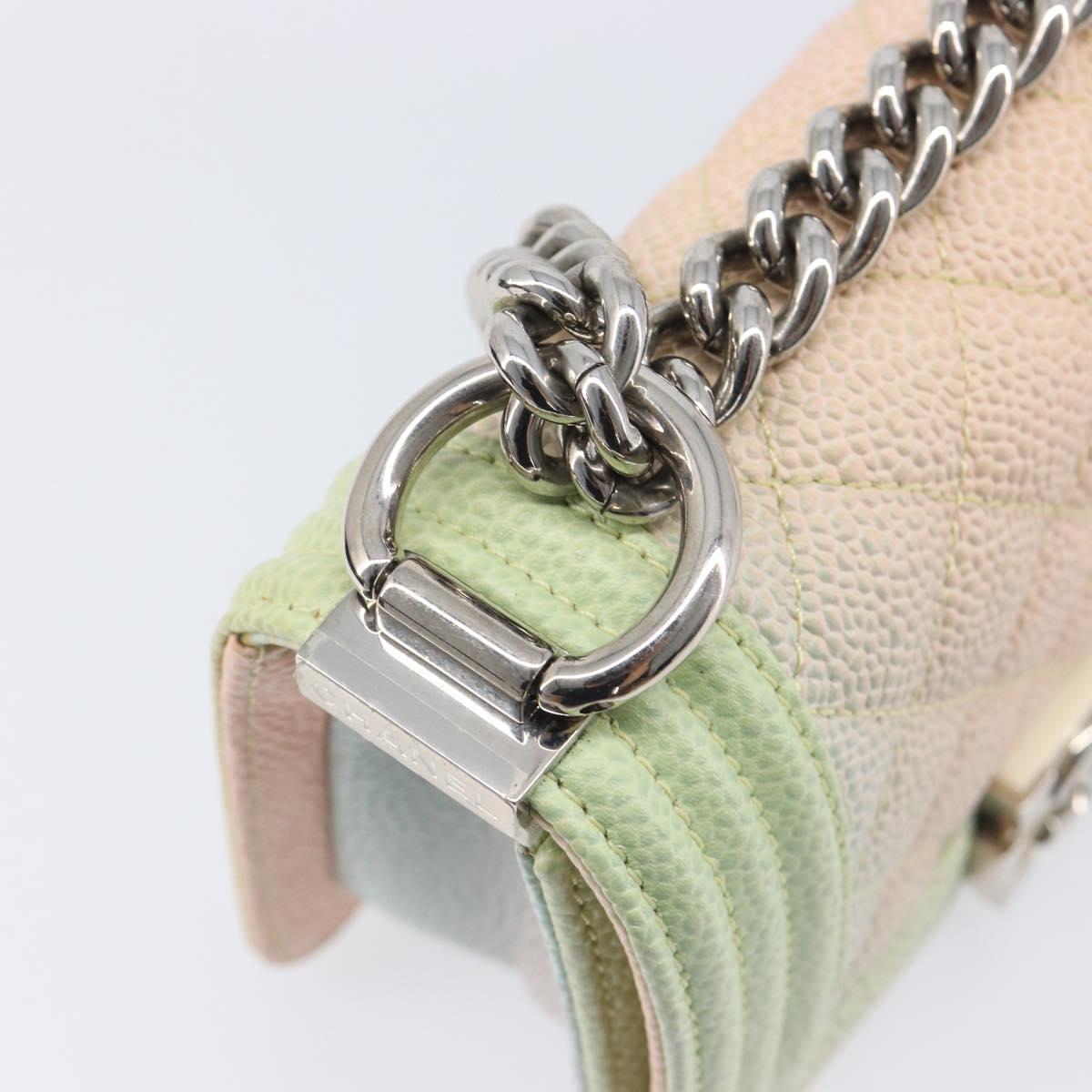 CHANEL Boy Chanel Matelasse Chain Bag Caviar Skin Multicolor CC Auth 210526SM