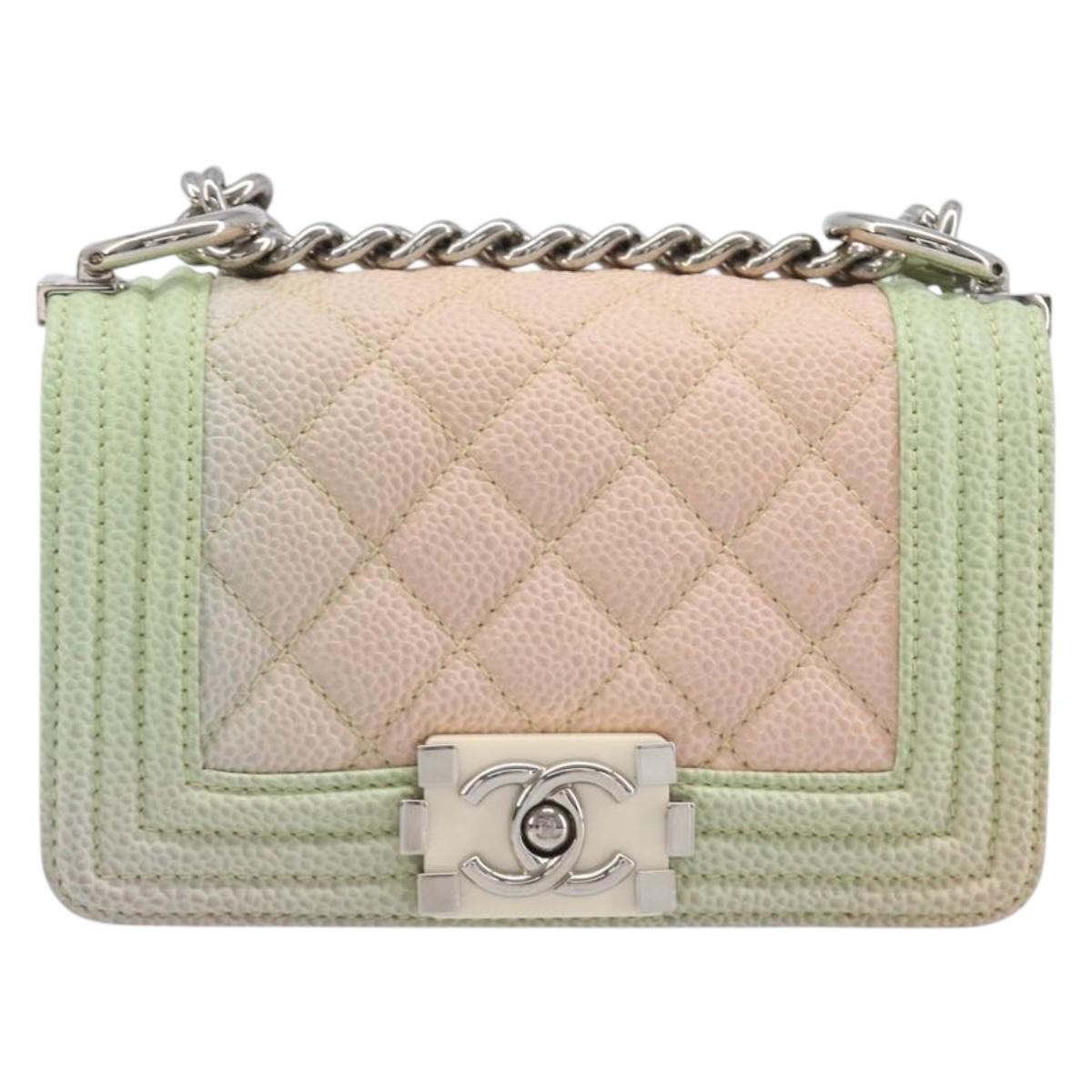 CHANEL Boy Chanel Matelasse Chain Bag Caviar Skin Multicolor CC Auth 210526SM