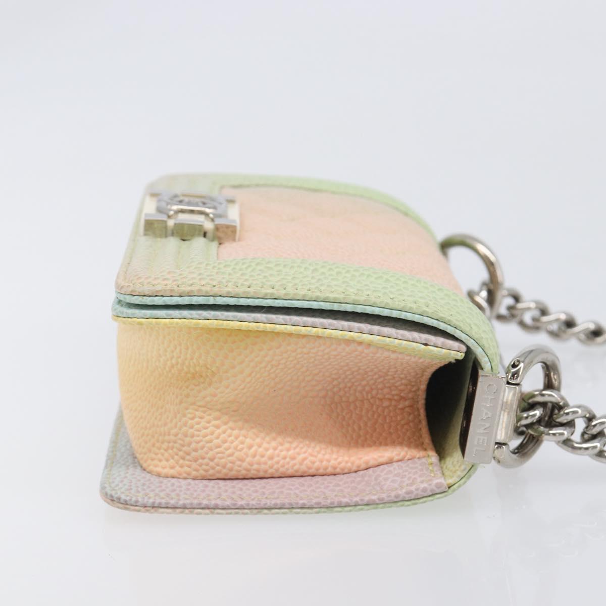 CHANEL Boy Chanel Matelasse Chain Bag Caviar Skin Multicolor CC Auth 210526SM