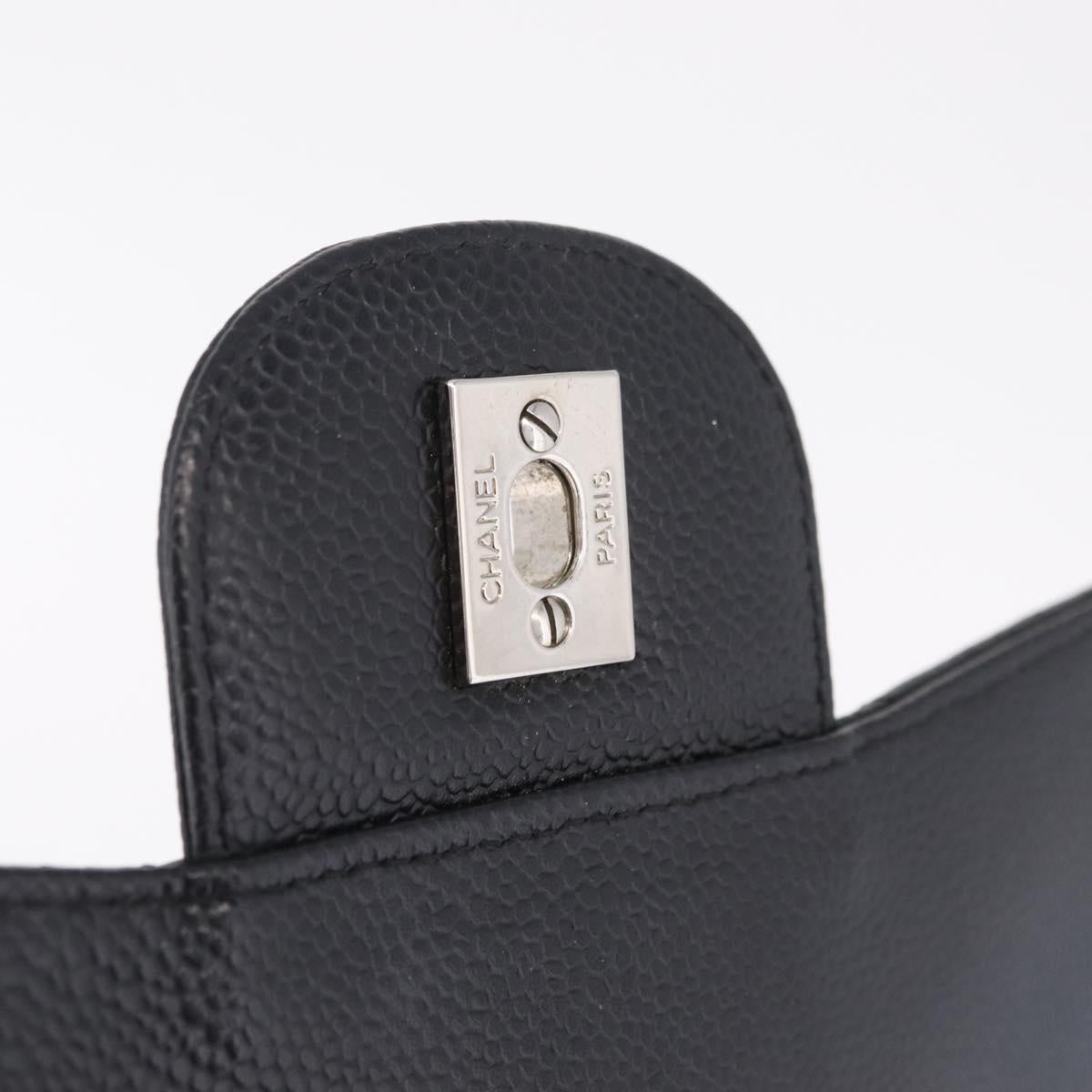 CHANEL Chain Matelasse 30 Bag Caviar Skin Black Silver CC Auth 210527SAV