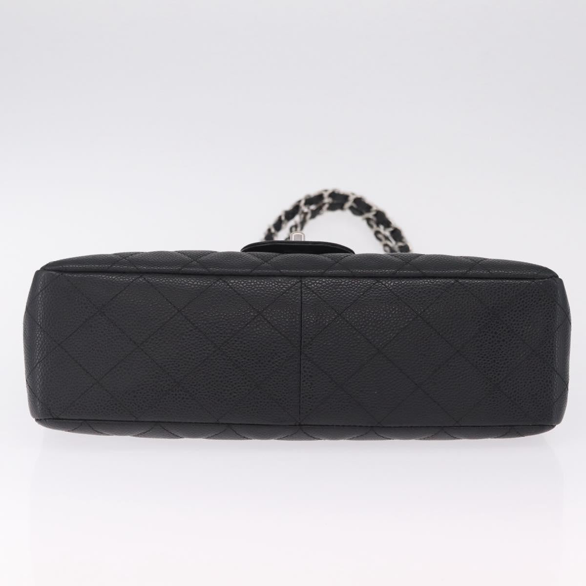 CHANEL Chain Matelasse 30 Bag Caviar Skin Black Silver CC Auth 210527SAV