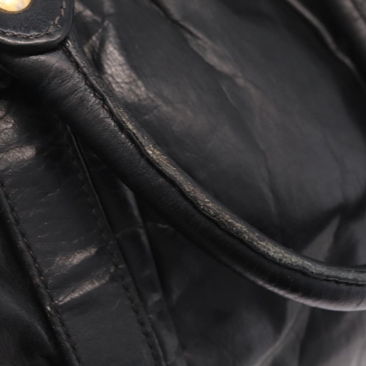 Miu Miu Hand Bag Vitello Lux Leather Black Gold Auth 210528V