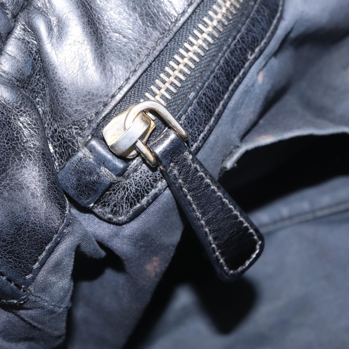 Miu Miu Hand Bag Vitello Lux Leather Black Gold Auth 210528V