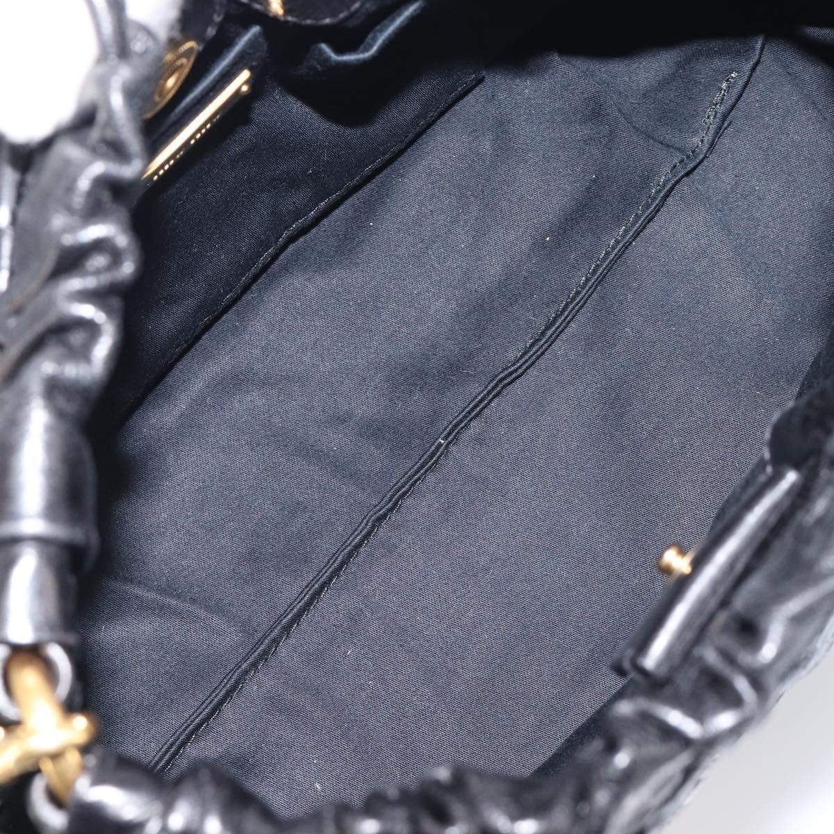 Miu Miu Hand Bag Vittero Dino Leather 2way Black Gold Auth 210529V
