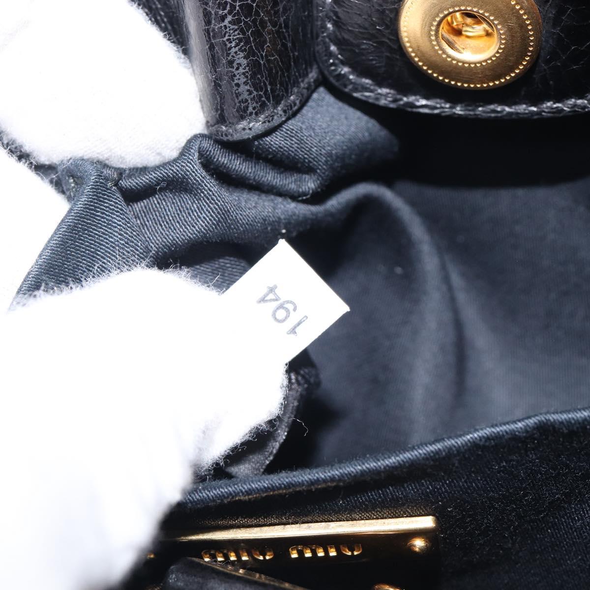 Miu Miu Hand Bag Vittero Dino Leather 2way Black Gold Auth 210529V