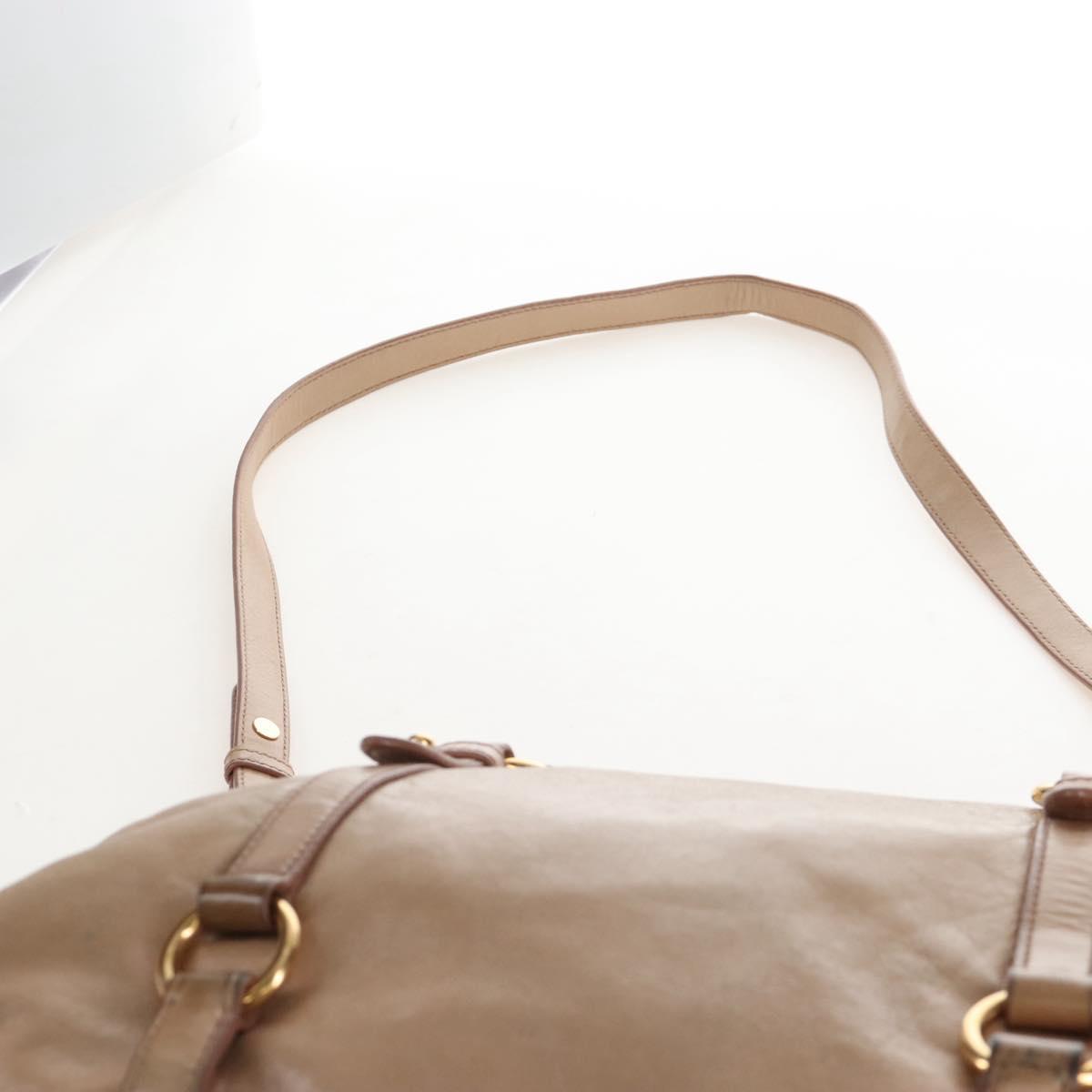 Miu Miu Hand Bag Vitello Lux Leather 2way Beige Gold Auth 210531V
