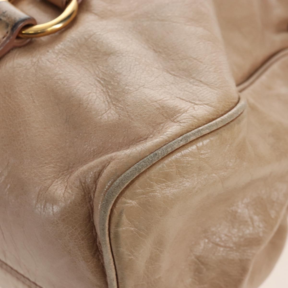Miu Miu Hand Bag Vitello Lux Leather 2way Beige Gold Auth 210531V