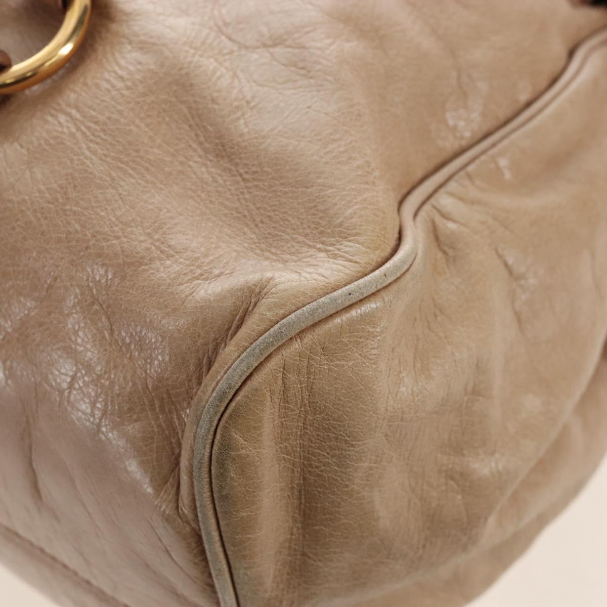 Miu Miu Hand Bag Vitello Lux Leather 2way Beige Gold Auth 210531V