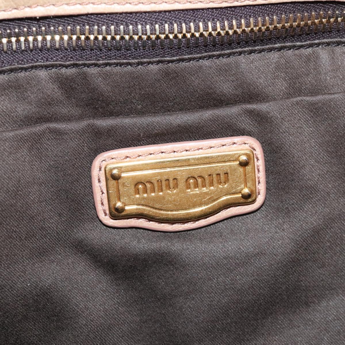 Miu Miu Hand Bag Vitello Lux Leather 2way Beige Gold Auth 210531V