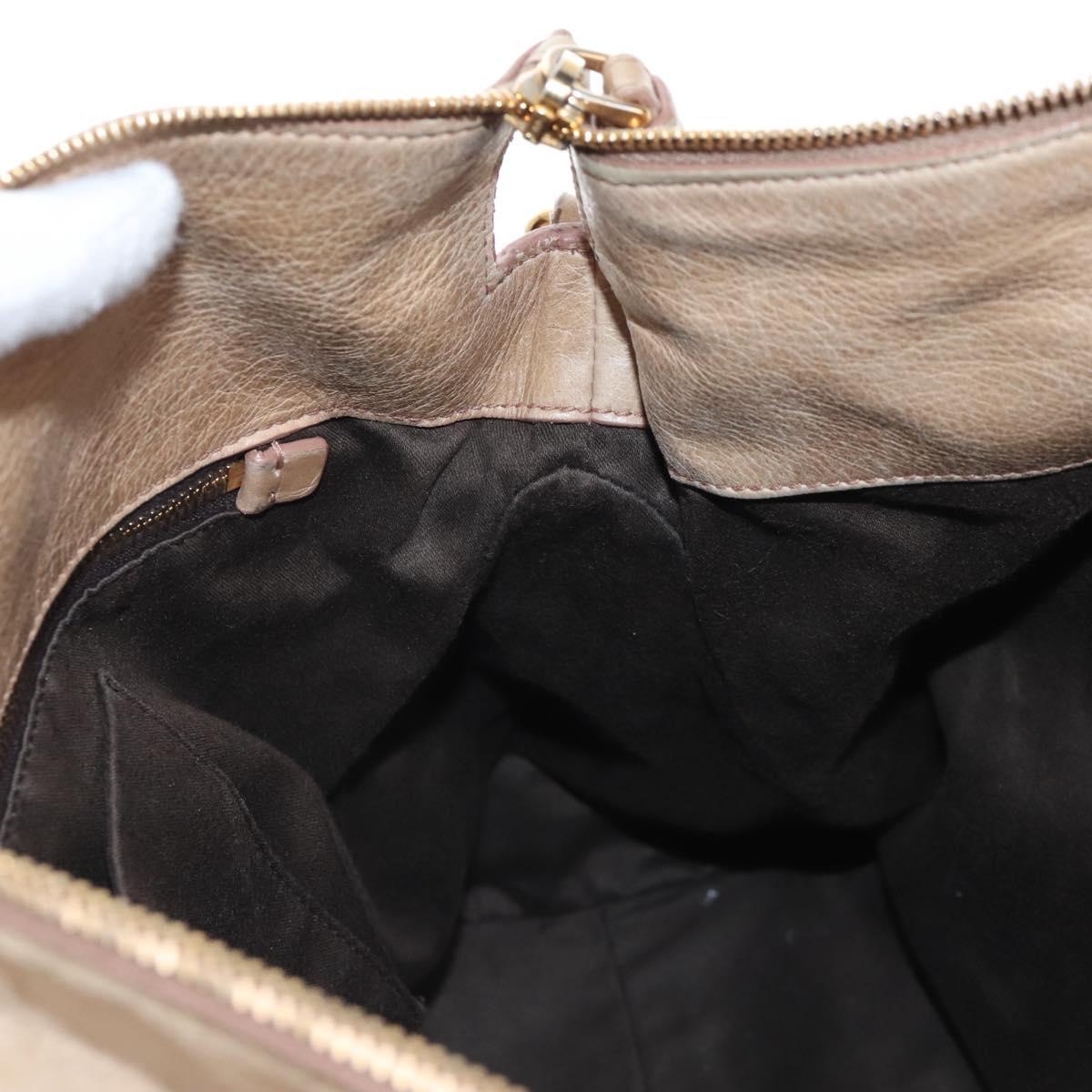 Miu Miu Hand Bag Vitello Lux Leather 2way Beige Gold Auth 210531V