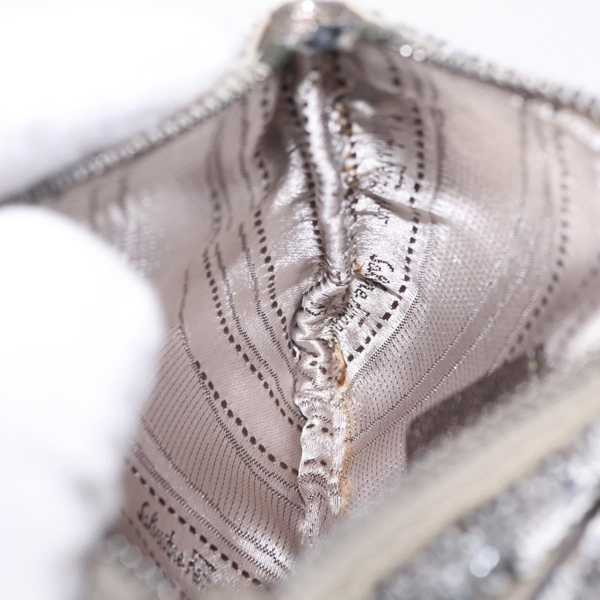 Salvatore Ferragamo Mini Pouch Sequin Silver Auth 210533A
