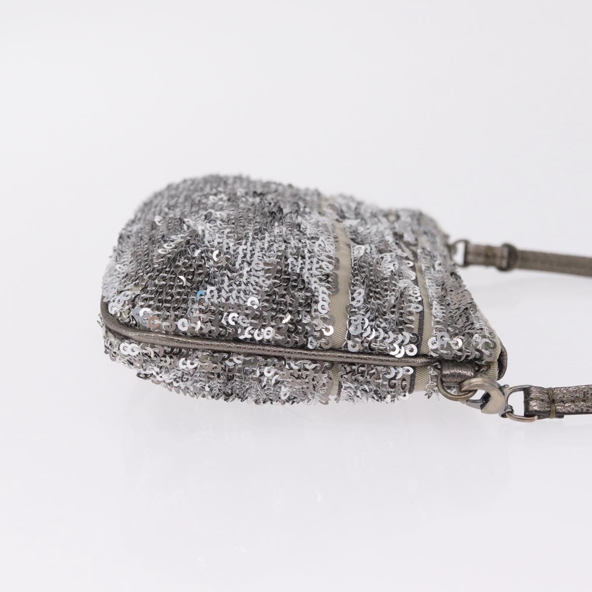 Salvatore Ferragamo Mini Pouch Sequin Silver Auth 210533A