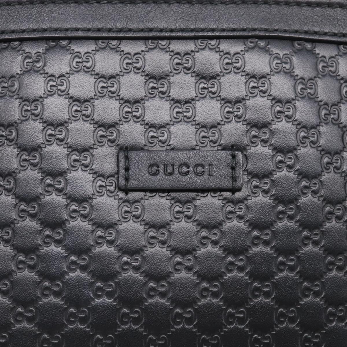 GUCCI Micro GG Canvas Guccissima Bag Leather 2way Black Gold 449657 Auth 210602V