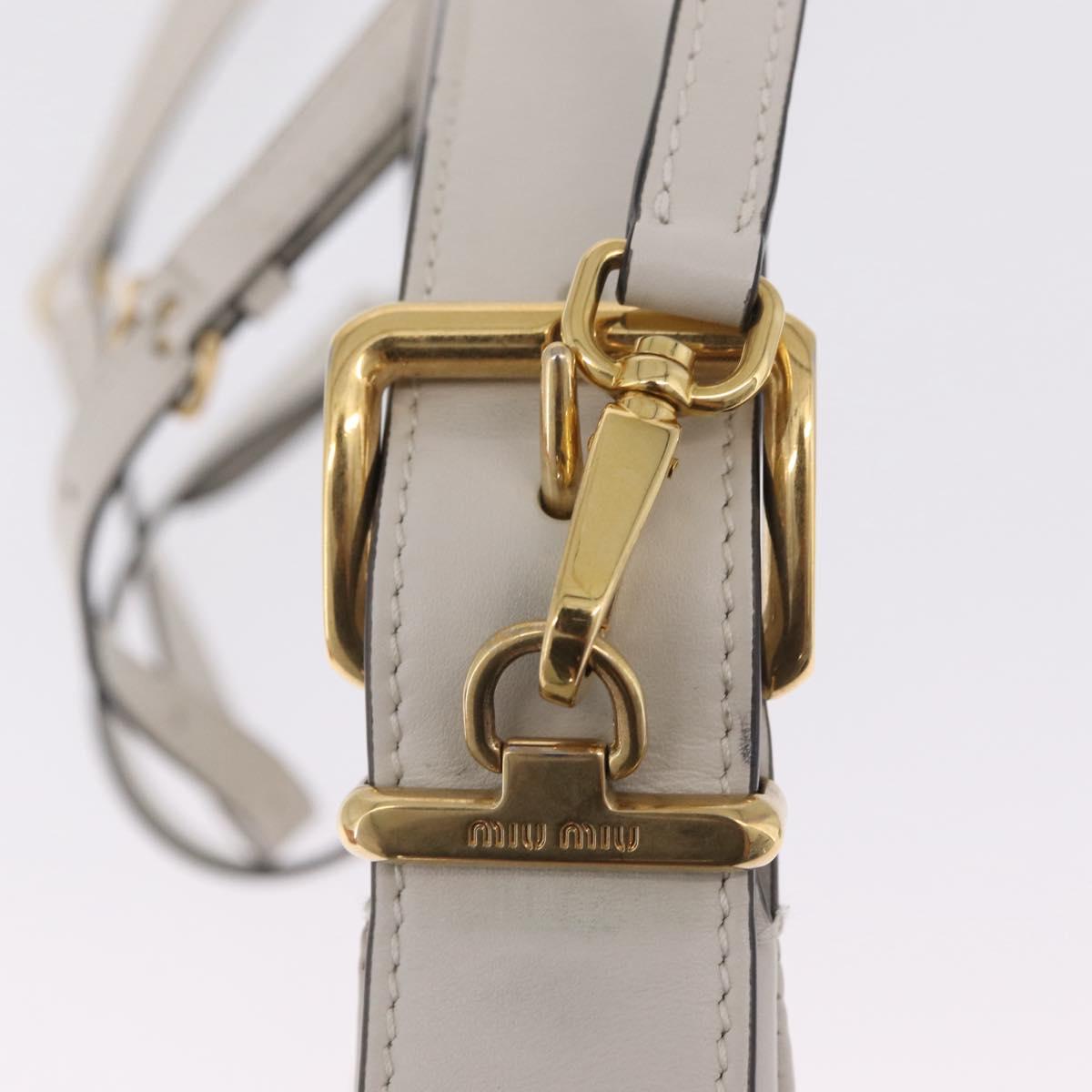 Miu Miu Hobo Hand Bag Leather 2way White Gold Auth 210603SAM