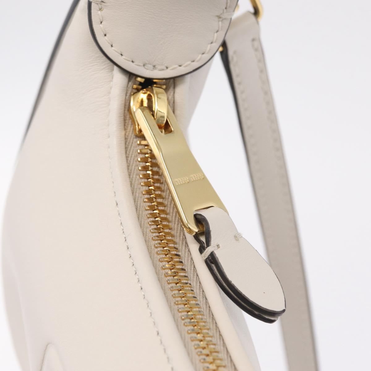 Miu Miu Hobo Hand Bag Leather 2way White Gold Auth 210603SAM