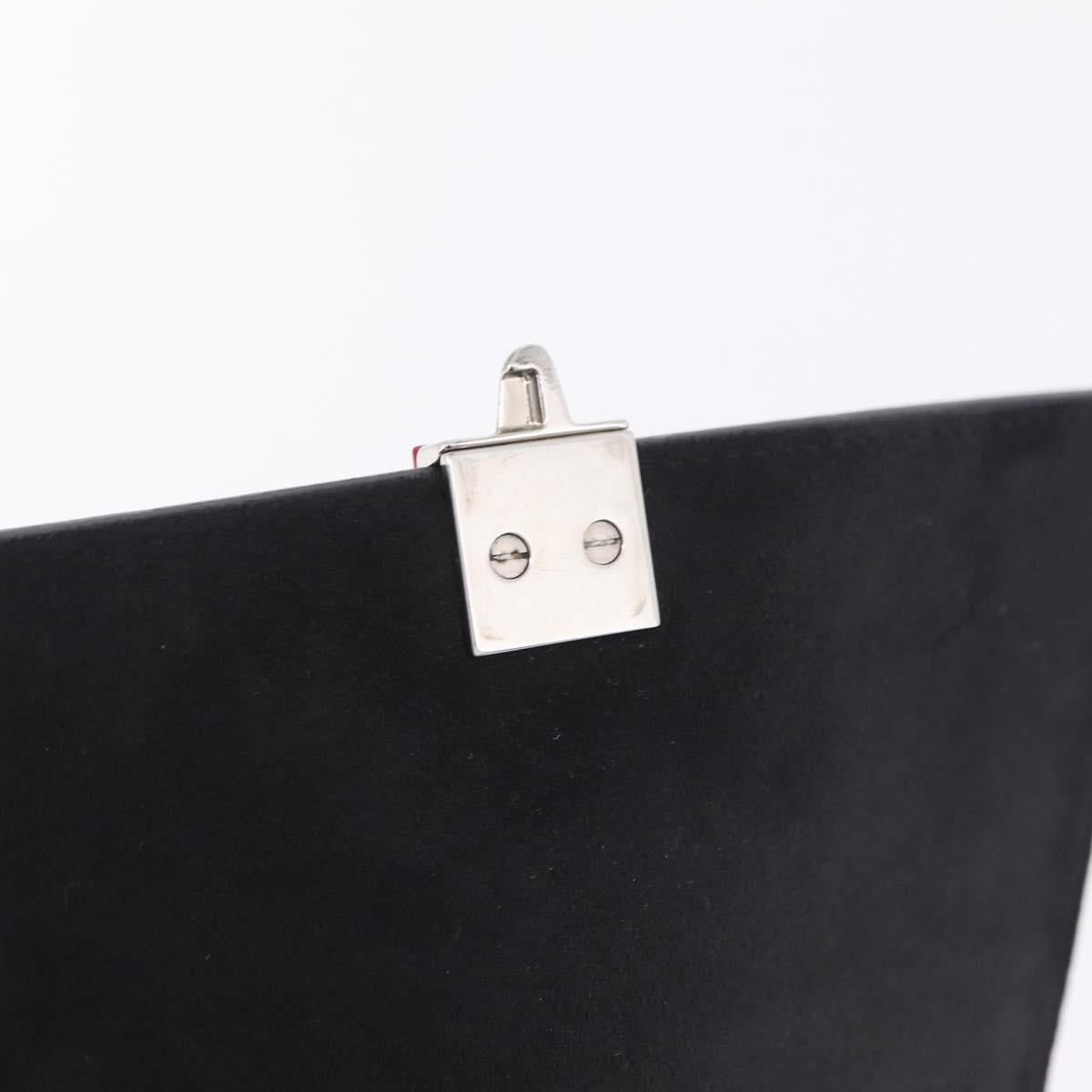 FENDI Canay Chain Shoulder Bag Leather Black Silver 8M0381 Auth 210607A