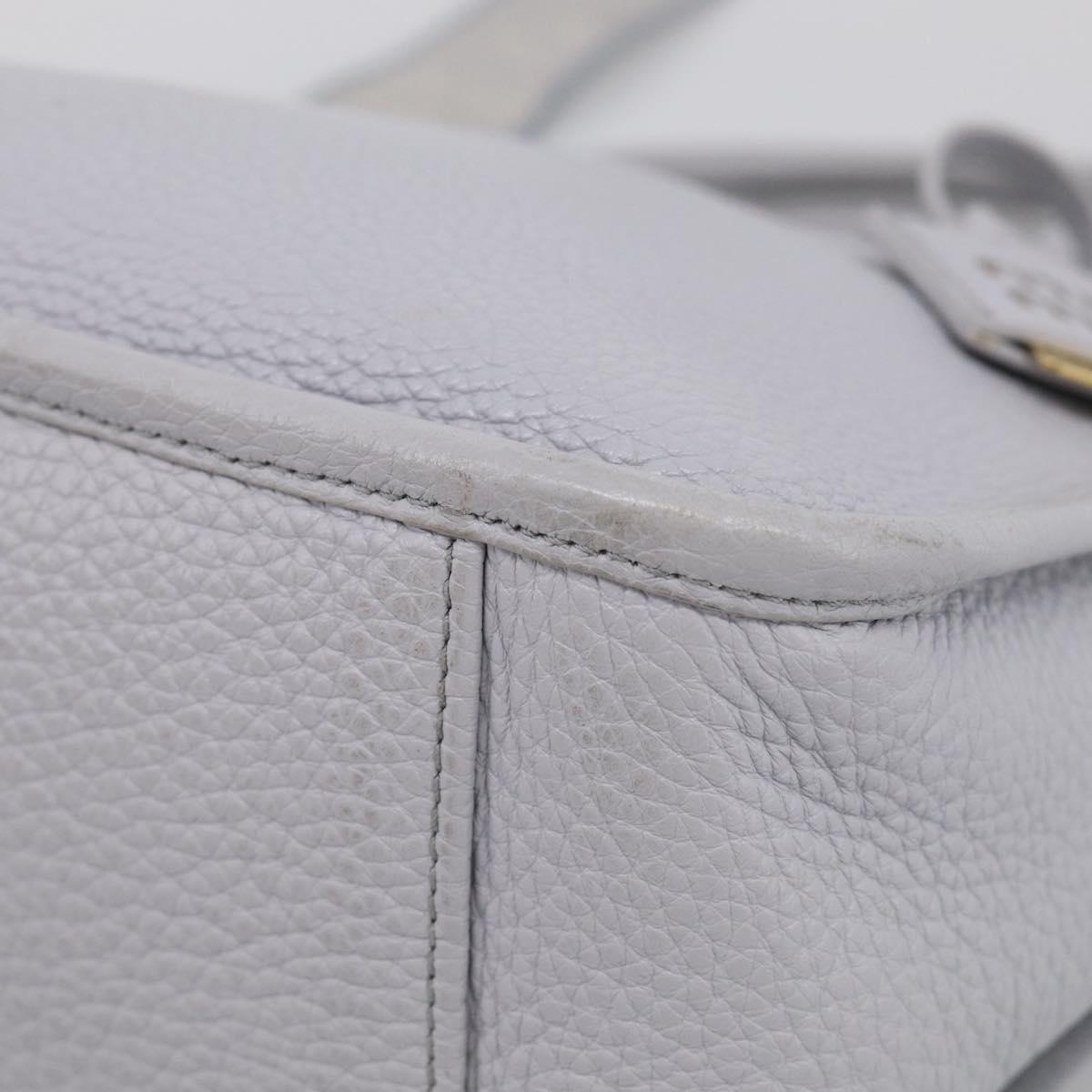 Miu Miu Hand Bag Vittero Dino Leather 2way Light Blue Gold Auth 210614M