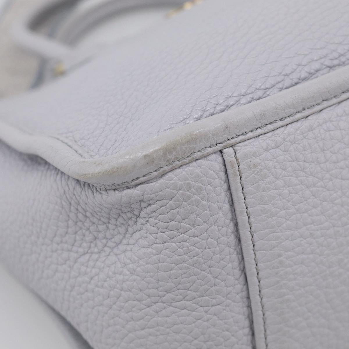 Miu Miu Hand Bag Vittero Dino Leather 2way Light Blue Gold Auth 210614M