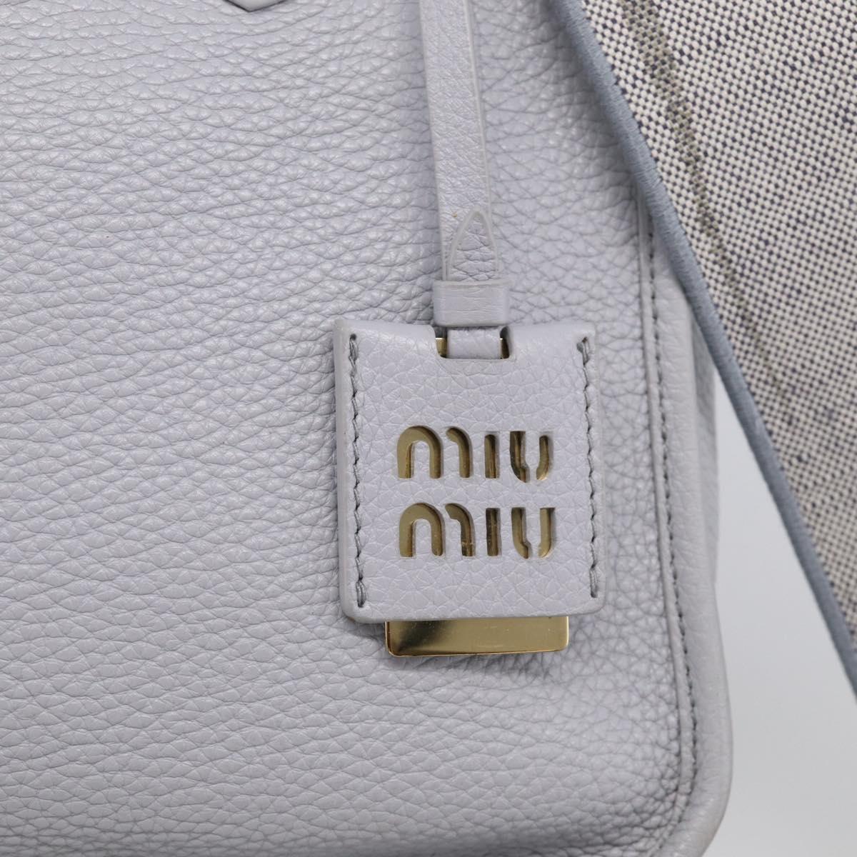 Miu Miu Hand Bag Vittero Dino Leather 2way Light Blue Gold Auth 210614M