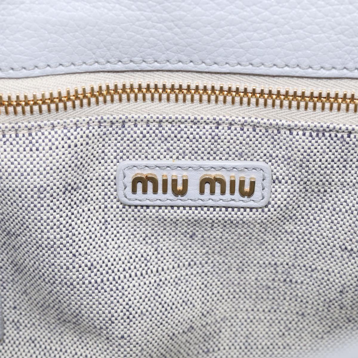 Miu Miu Hand Bag Vittero Dino Leather 2way Light Blue Gold Auth 210614M