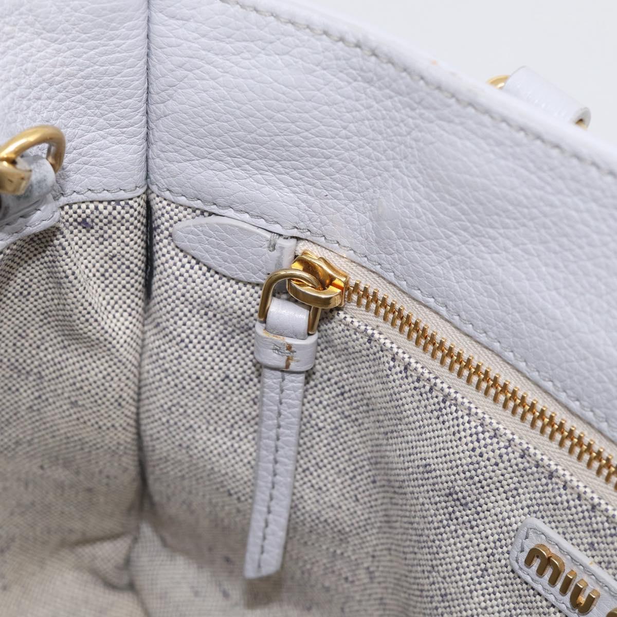 Miu Miu Hand Bag Vittero Dino Leather 2way Light Blue Gold Auth 210614M