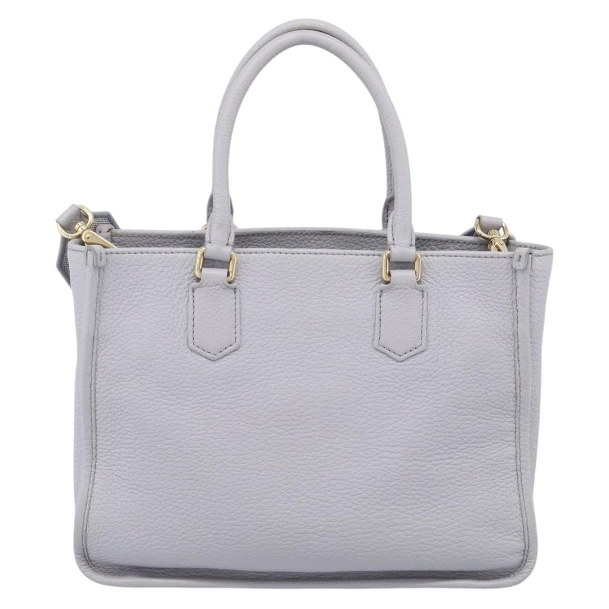 Miu Miu Hand Bag Vittero Dino Leather 2way Light Blue Gold Auth 210614M