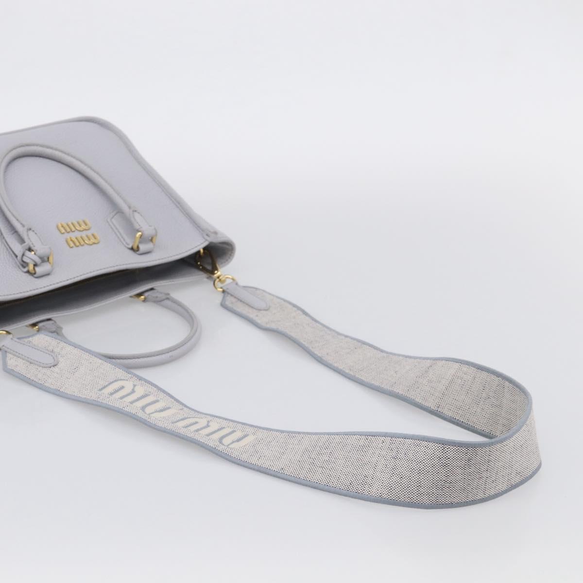 Miu Miu Hand Bag Vittero Dino Leather 2way Light Blue Gold Auth 210614M