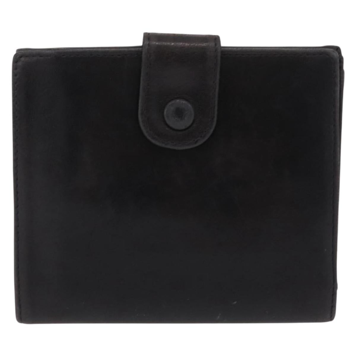 CHANEL COCO Mark Wallet Leather Black Gold CC Auth 210616