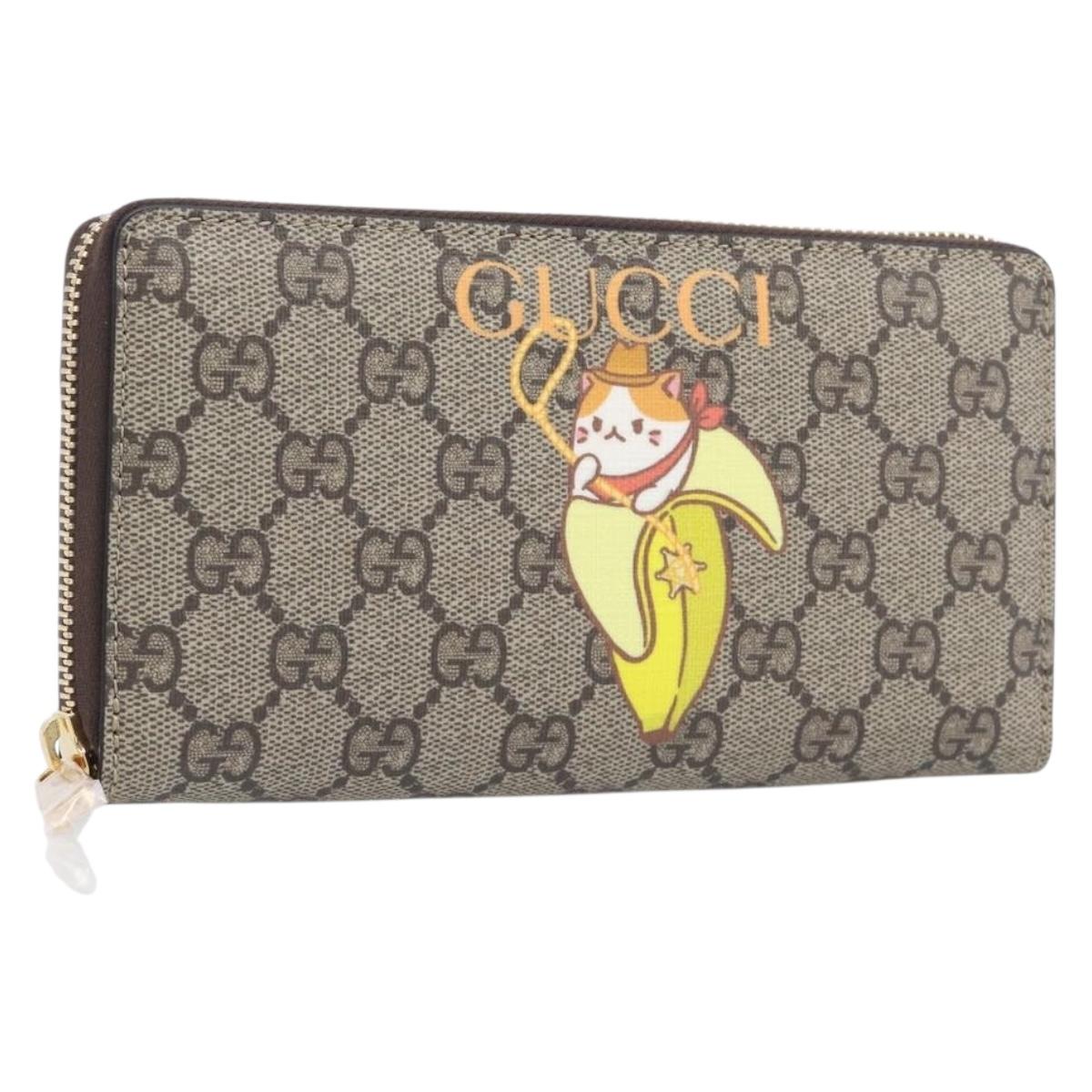 GUCCI GG Supreme BNF Collaboration Wallet PVC Beige Gold 701060 Auth 210620M
