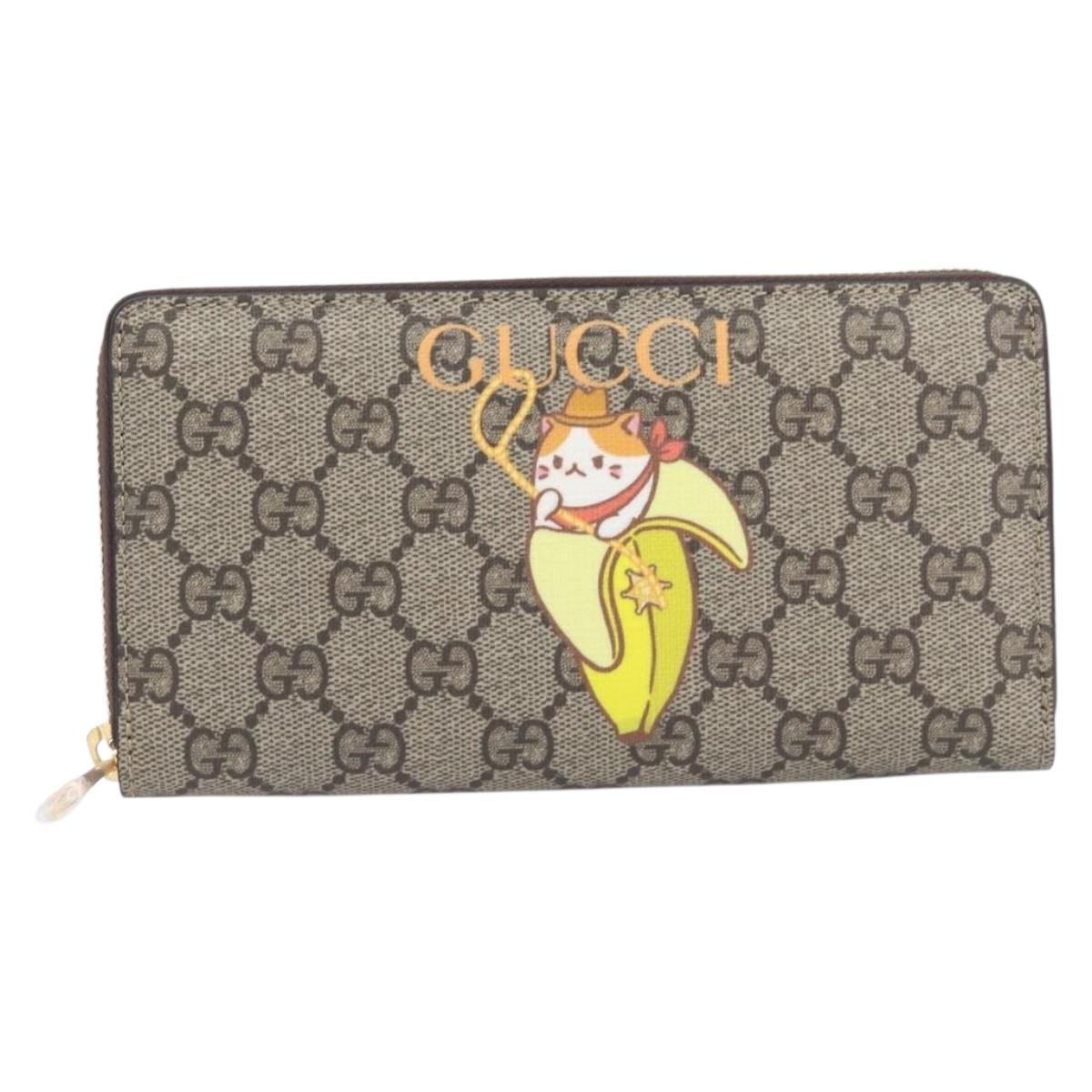 GUCCI GG Supreme BNF Collaboration Wallet PVC Beige Gold 701060 Auth 210620M