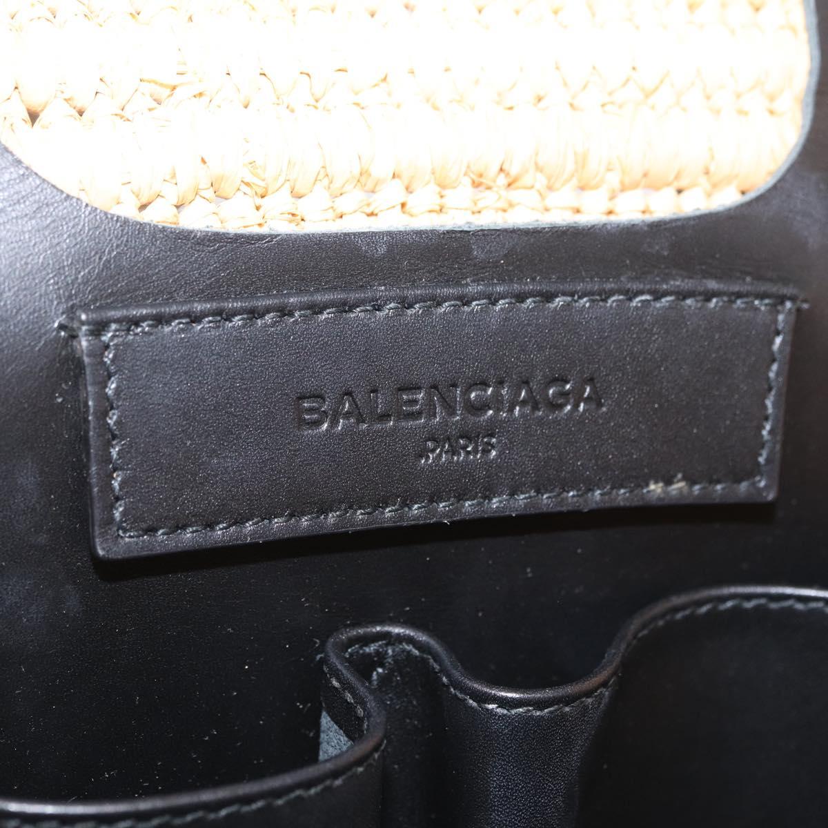 Balenciaga Hand Bag Raffia Beige Silver 339560 Auth 210621M