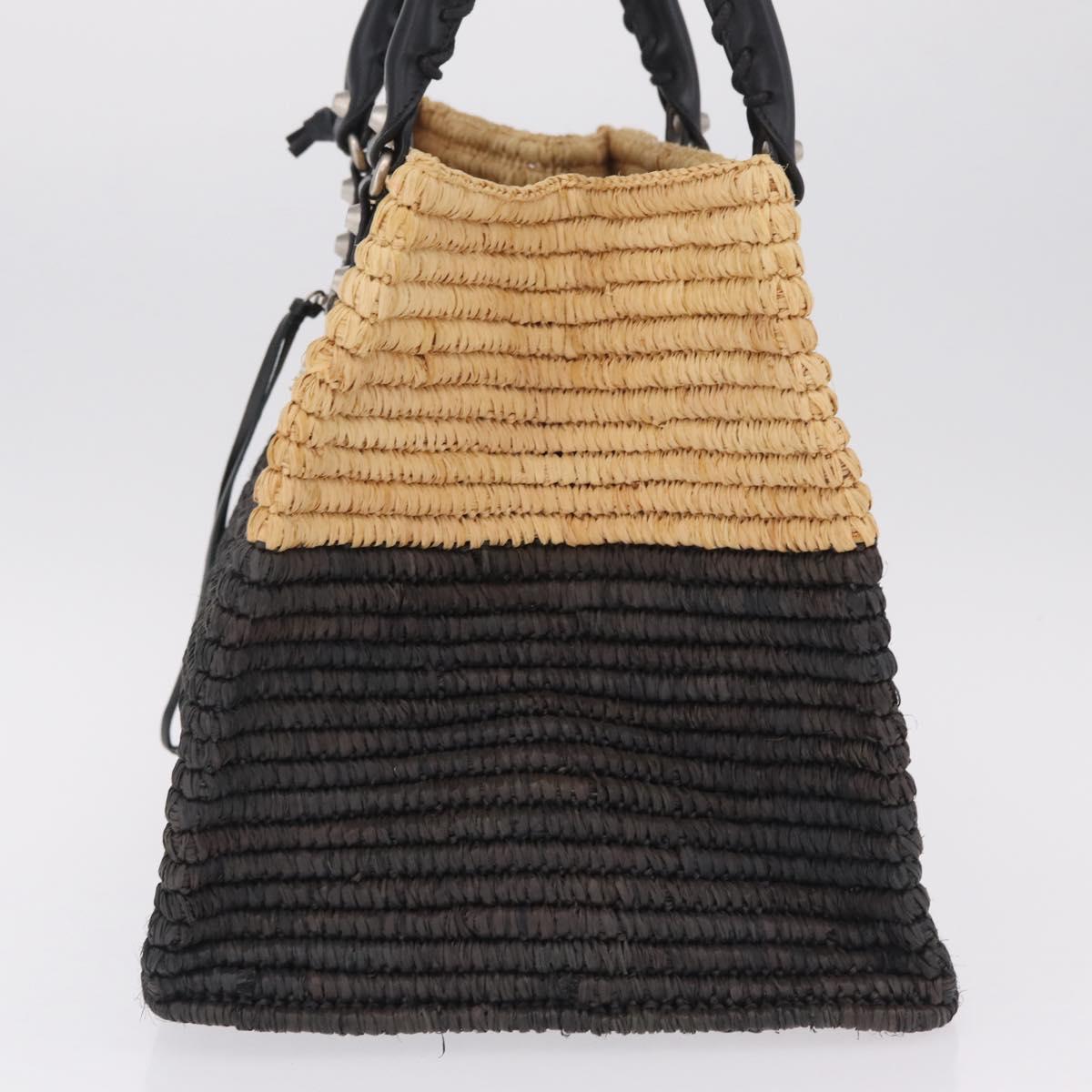 Balenciaga Hand Bag Raffia Beige Silver 339560 Auth 210621M