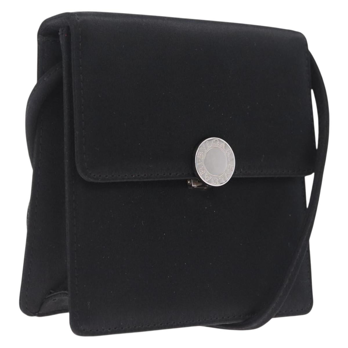 BVLGARI Classico Hand Bag Satin Black Auth 210625A