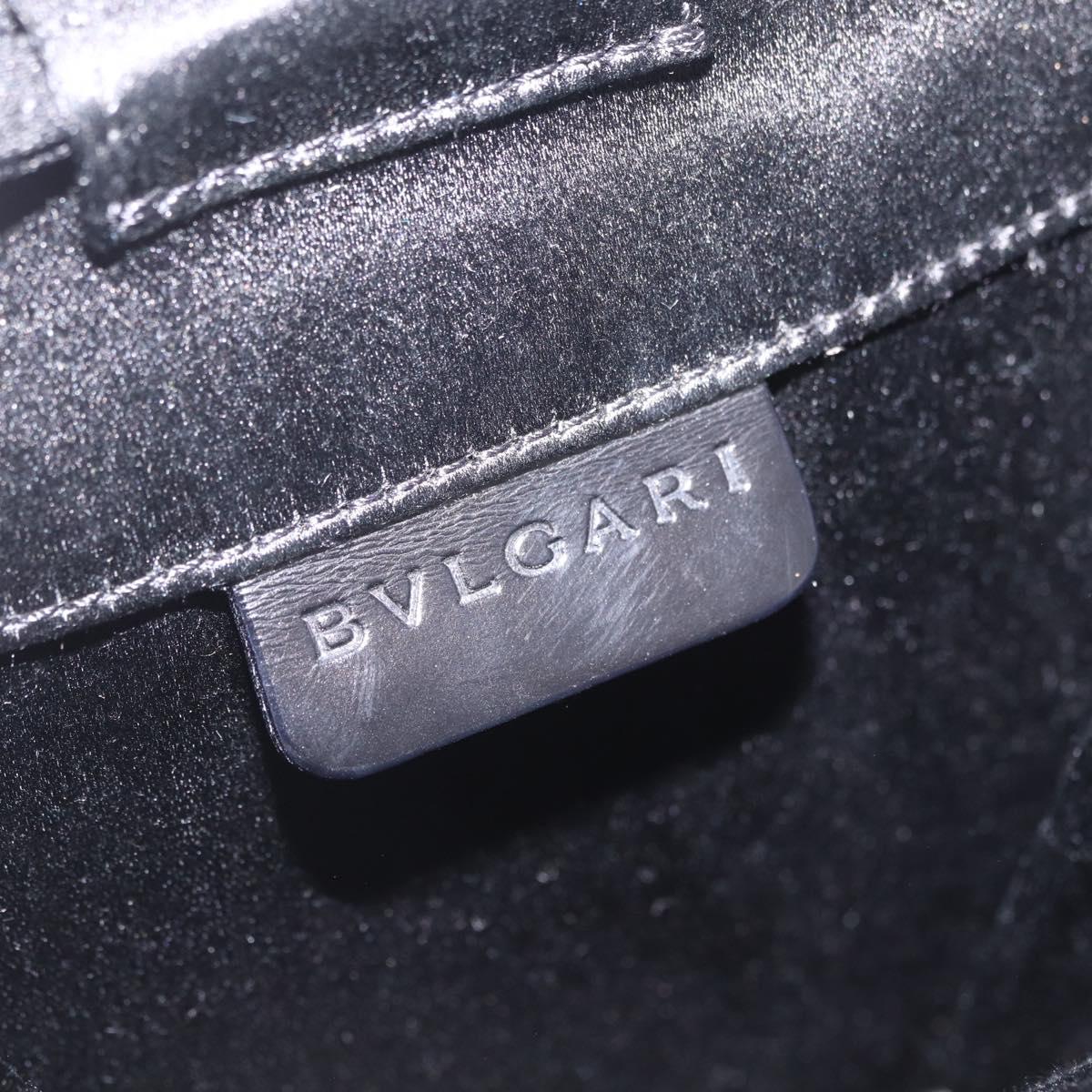 BVLGARI Classico Hand Bag Satin Black Auth 210625A