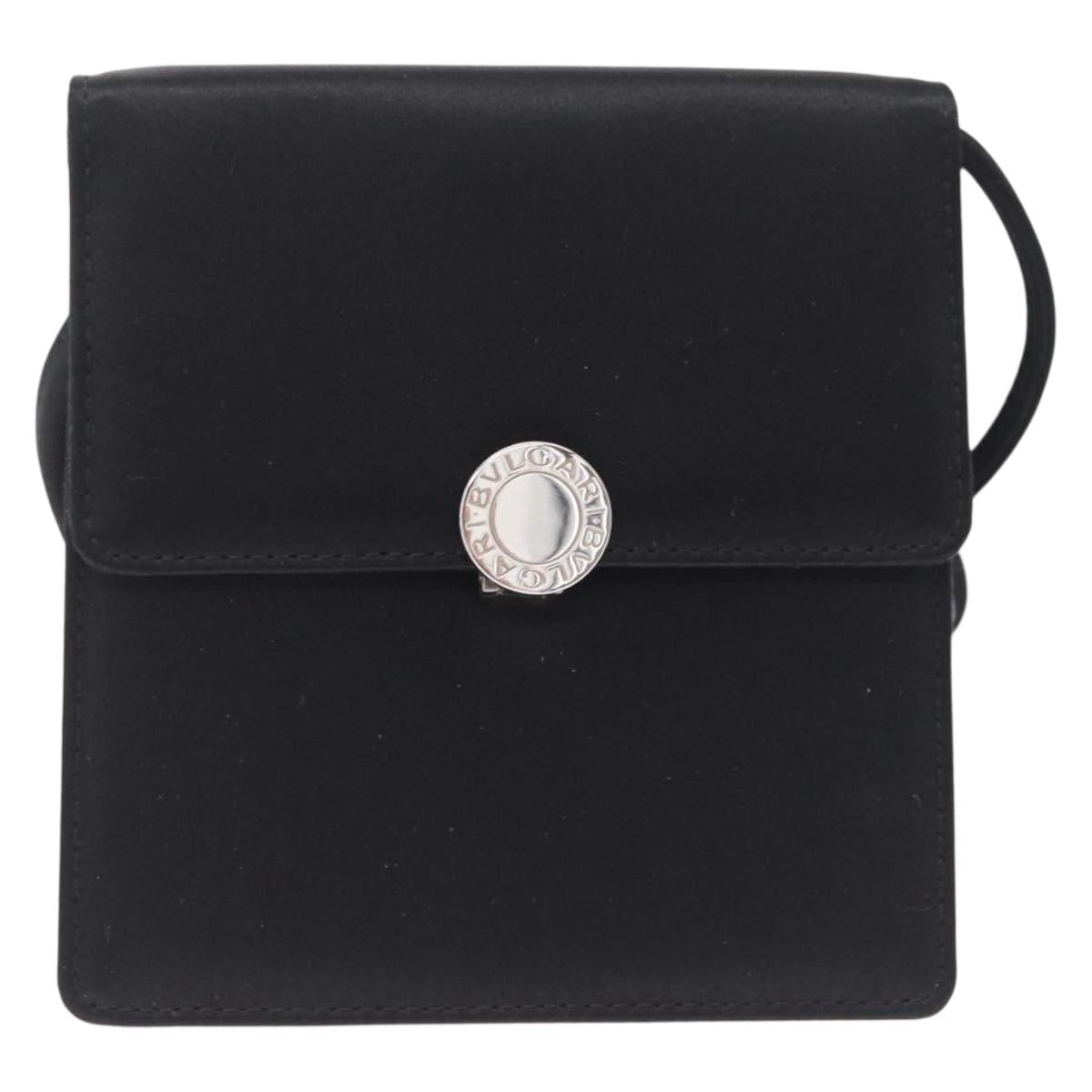 BVLGARI Classico Hand Bag Satin Black Auth 210625A