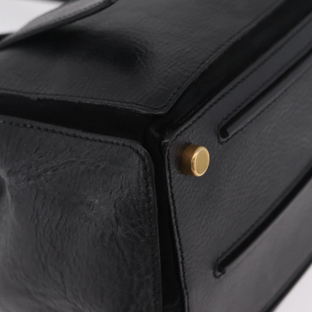 Saint Laurent Muse Two Hand Bag Leather Black Gold Auth 210627A