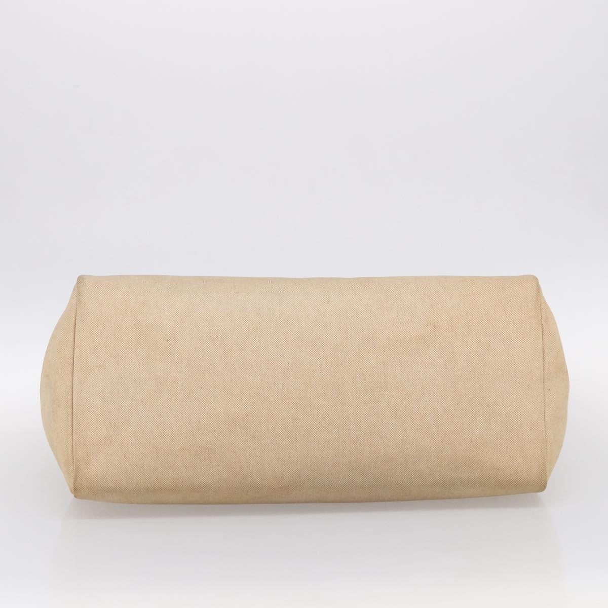 HERMES Herbag TGM Hand Bag Canvas 2way Beige Silver Auth 210637