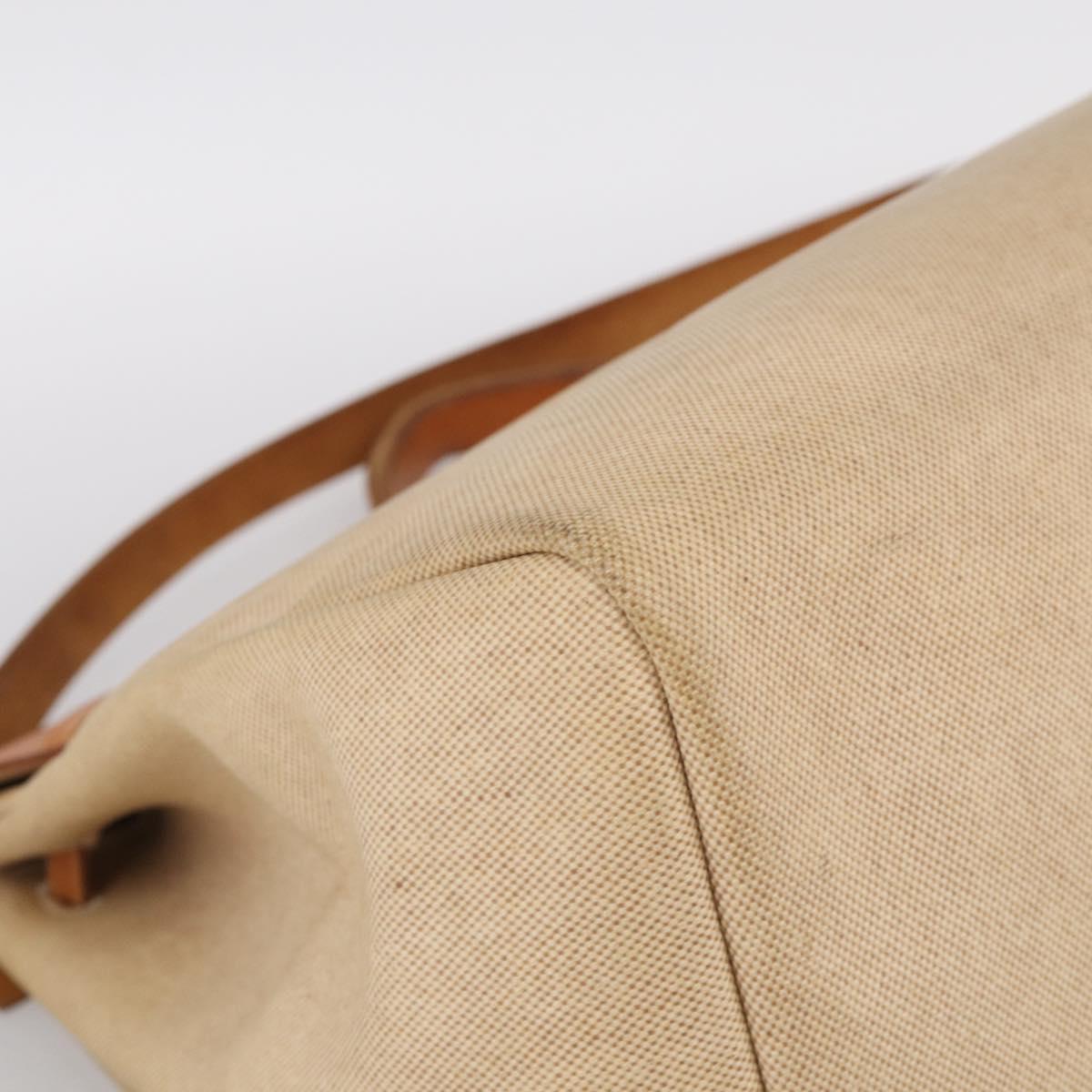 HERMES Herbag TGM Hand Bag Canvas 2way Beige Silver Auth 210637