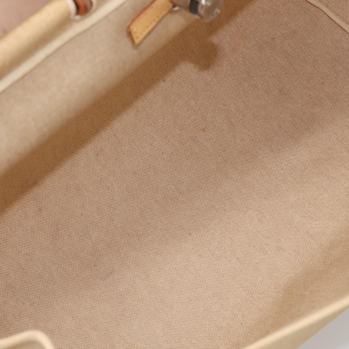 HERMES Herbag TGM Hand Bag Canvas 2way Beige Silver Auth 210637