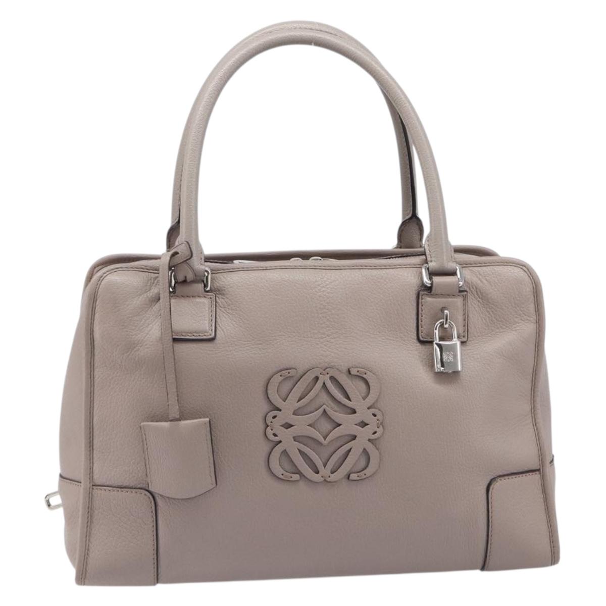 LOEWE Amazona 36 Hand Bag Leather Purple Gray Auth 210640A