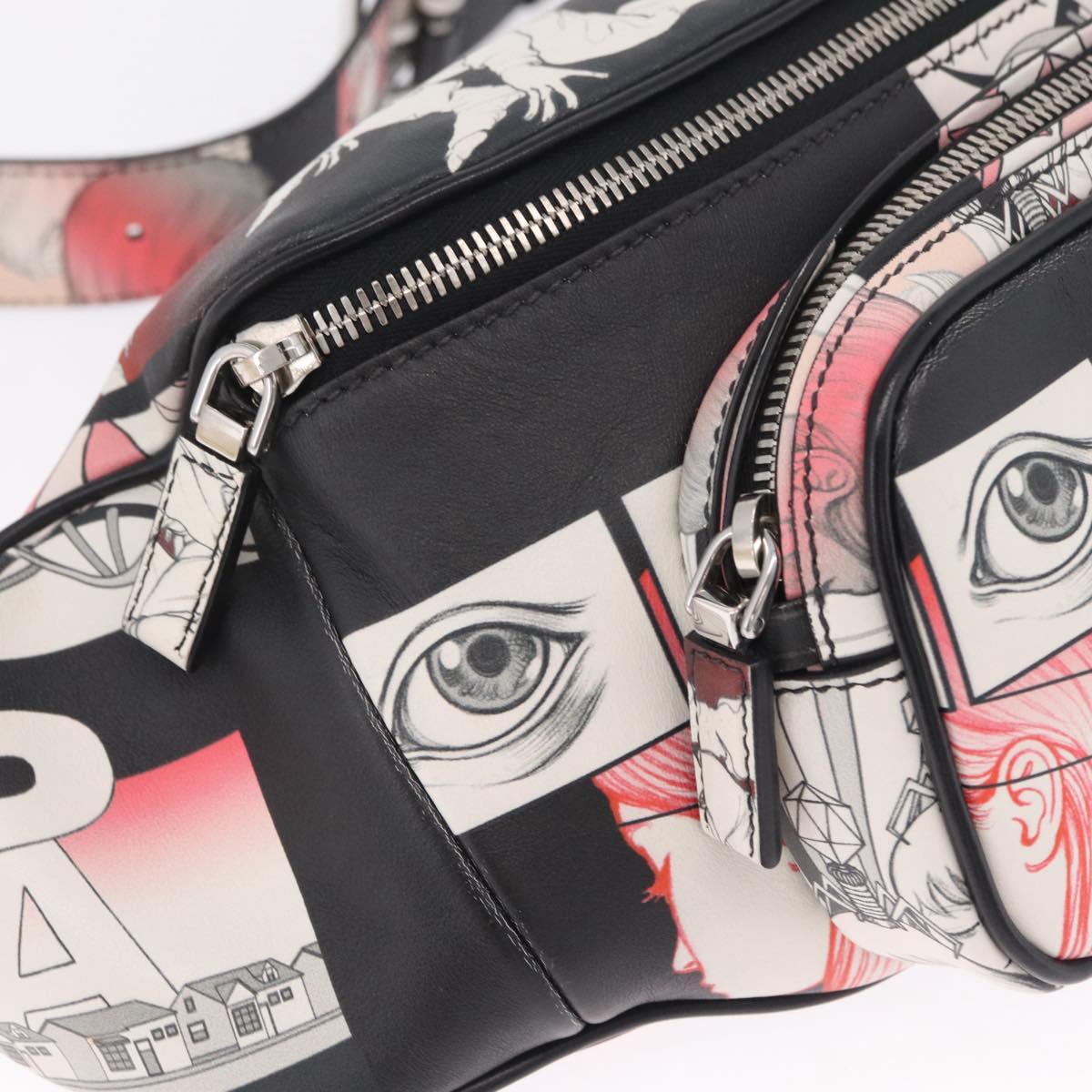 PRADA James Jean Collaboration Body Bag Leather Multicolor Silver Auth 210642M