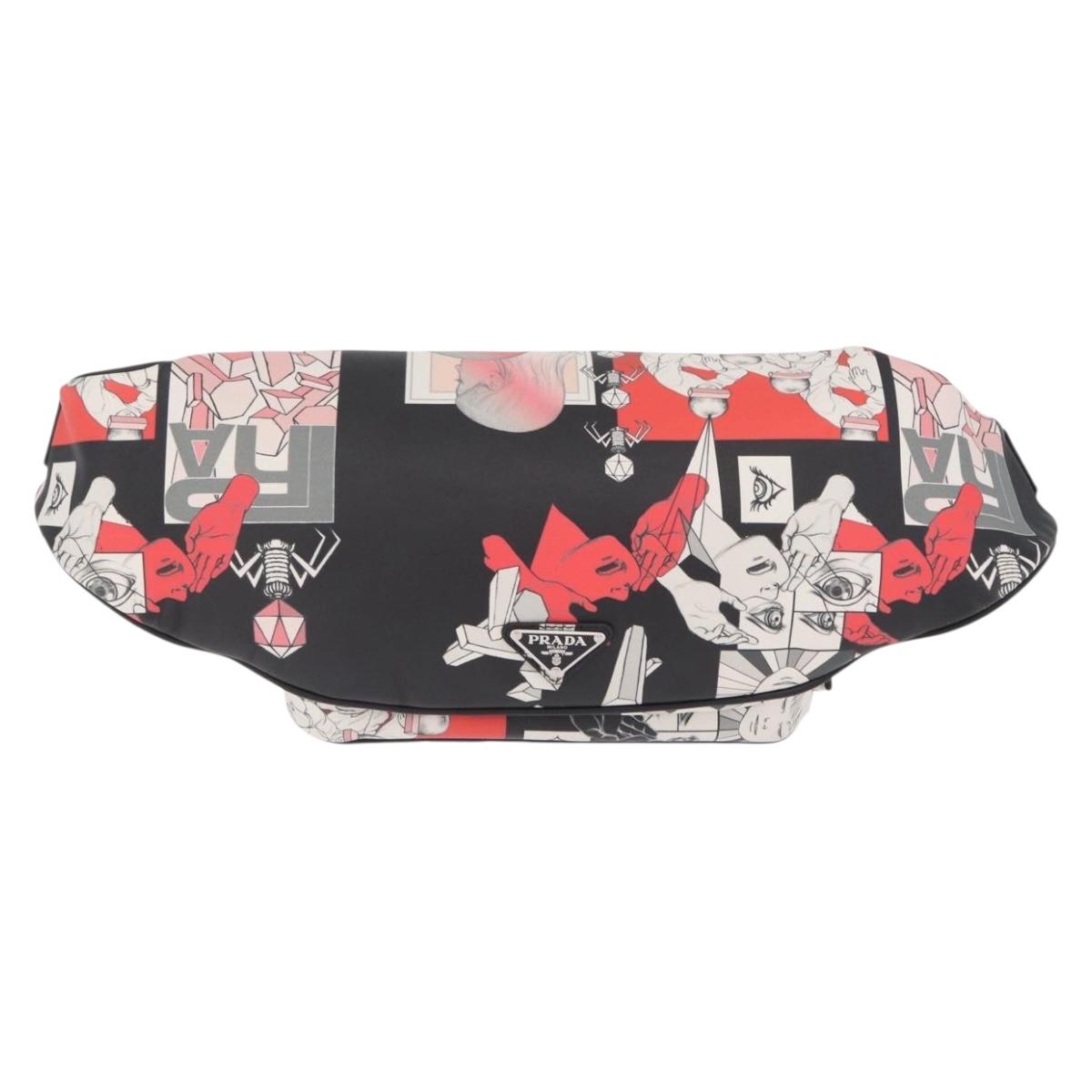 PRADA James Jean Collaboration Body Bag Leather Multicolor Silver Auth 210642M